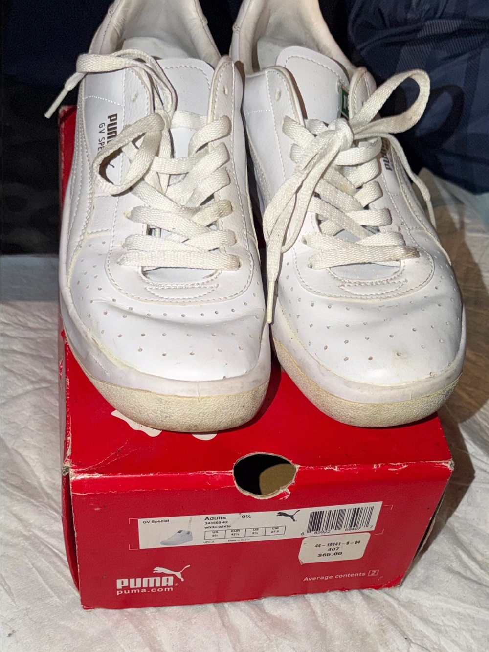 PUMA White mens Sneakers - Classic Lace-Up Casual Shoes us size 9.5 uk size 8.5